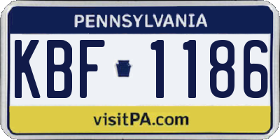 PA license plate KBF1186