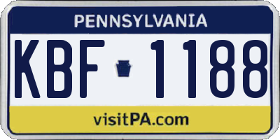 PA license plate KBF1188