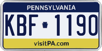 PA license plate KBF1190
