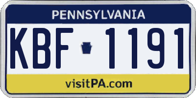 PA license plate KBF1191