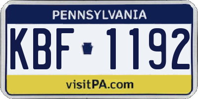 PA license plate KBF1192