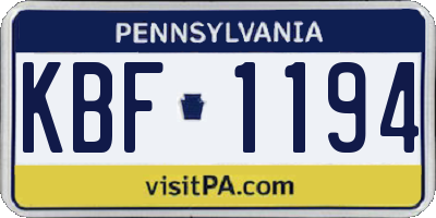 PA license plate KBF1194