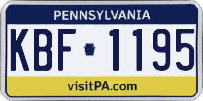 PA license plate KBF1195