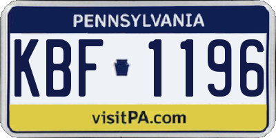 PA license plate KBF1196