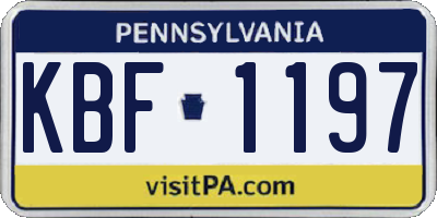 PA license plate KBF1197