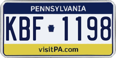 PA license plate KBF1198