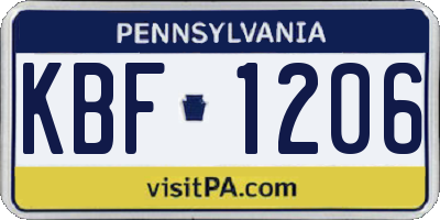 PA license plate KBF1206
