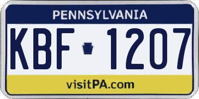 PA license plate KBF1207