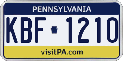 PA license plate KBF1210
