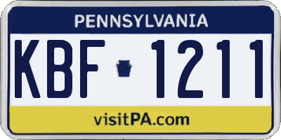 PA license plate KBF1211