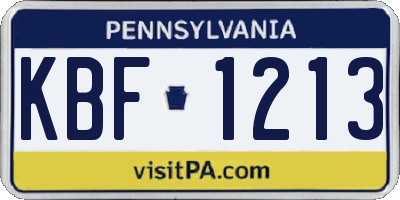 PA license plate KBF1213