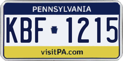 PA license plate KBF1215