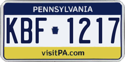 PA license plate KBF1217