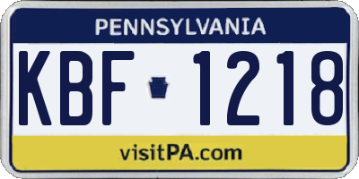 PA license plate KBF1218