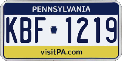 PA license plate KBF1219