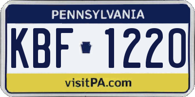 PA license plate KBF1220