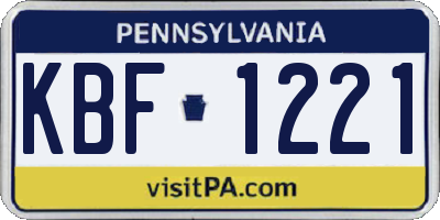 PA license plate KBF1221