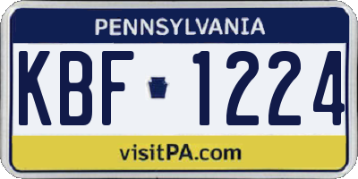 PA license plate KBF1224