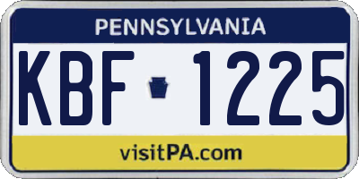 PA license plate KBF1225