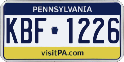 PA license plate KBF1226