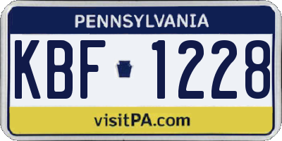 PA license plate KBF1228
