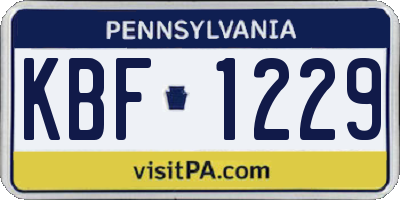 PA license plate KBF1229