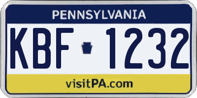 PA license plate KBF1232