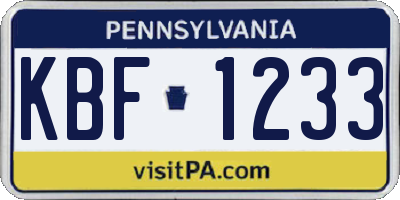 PA license plate KBF1233