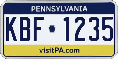 PA license plate KBF1235