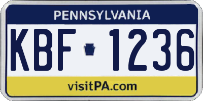 PA license plate KBF1236