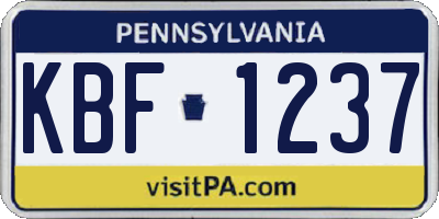 PA license plate KBF1237