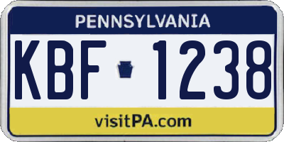 PA license plate KBF1238