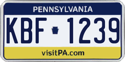 PA license plate KBF1239