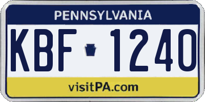PA license plate KBF1240