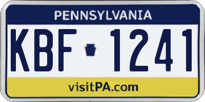 PA license plate KBF1241