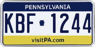 PA license plate KBF1244