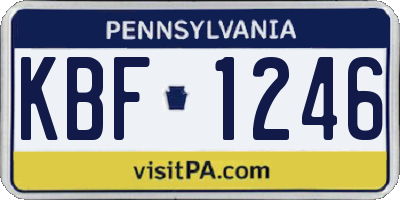 PA license plate KBF1246