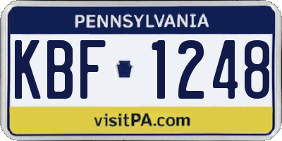 PA license plate KBF1248