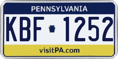 PA license plate KBF1252