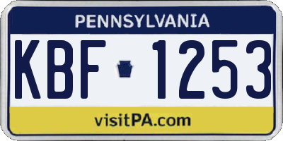 PA license plate KBF1253