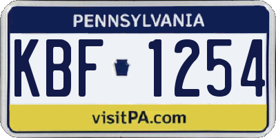PA license plate KBF1254