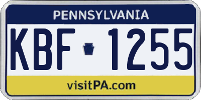 PA license plate KBF1255