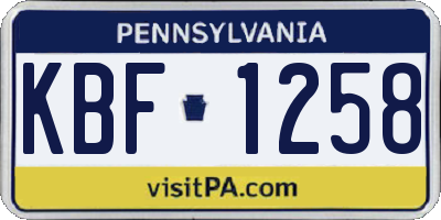 PA license plate KBF1258