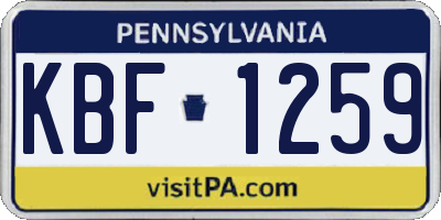 PA license plate KBF1259
