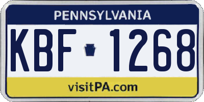 PA license plate KBF1268
