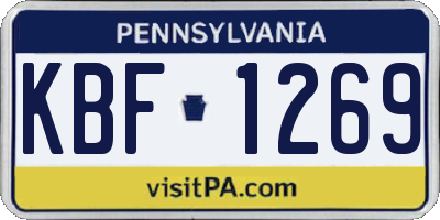 PA license plate KBF1269