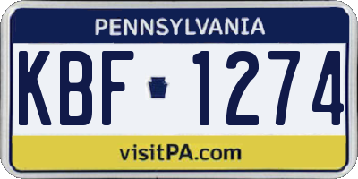PA license plate KBF1274