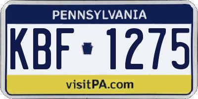 PA license plate KBF1275