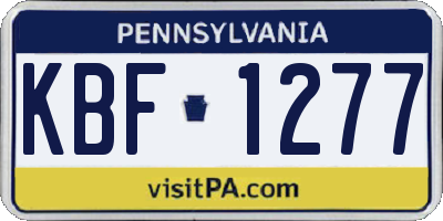 PA license plate KBF1277