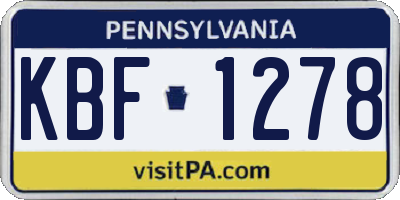 PA license plate KBF1278